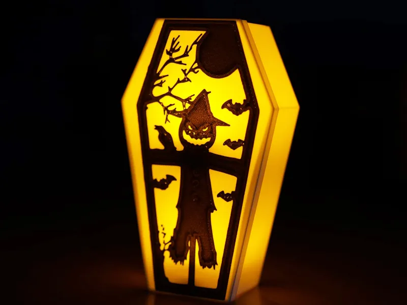 Halloween scarecrow coffin lamp