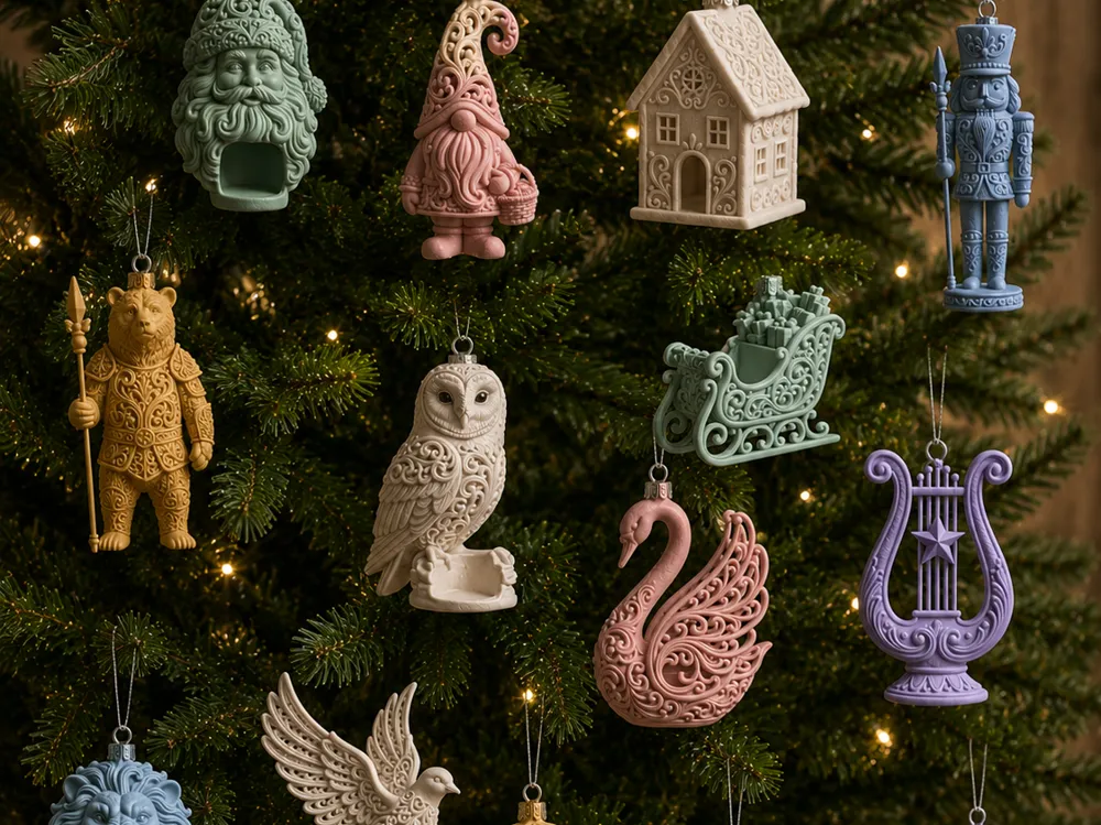 Letrero o emblema decorativo: Weihnachtsbaumschmuck. Referencia del modelo original.