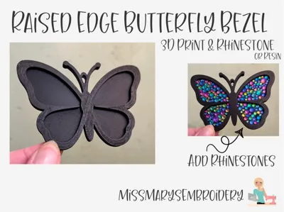 Butterfly Outline Frame -- 3d Print & Rhinestone