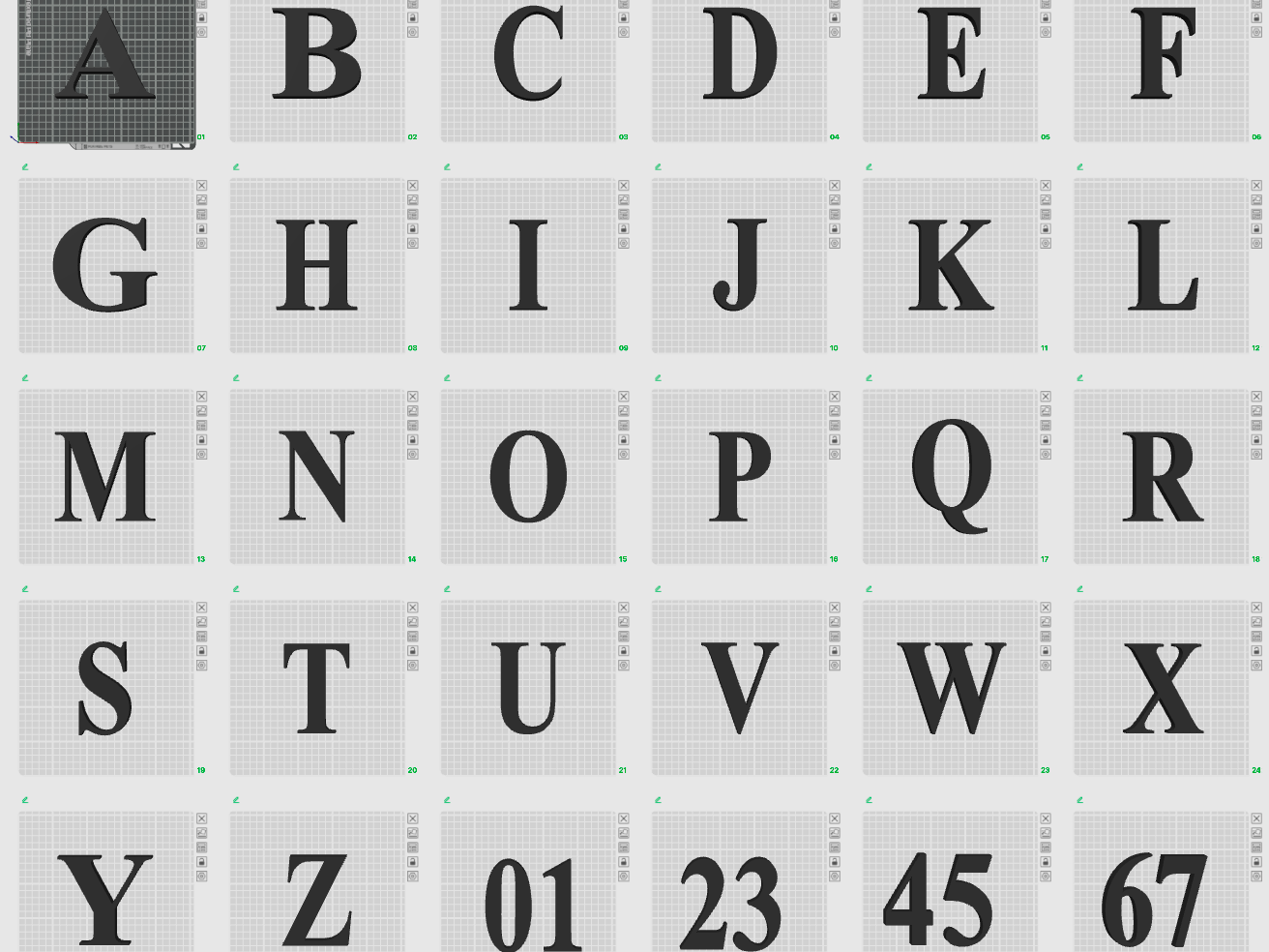 Times New Roman Schriftart Buchstaben & Zahlen