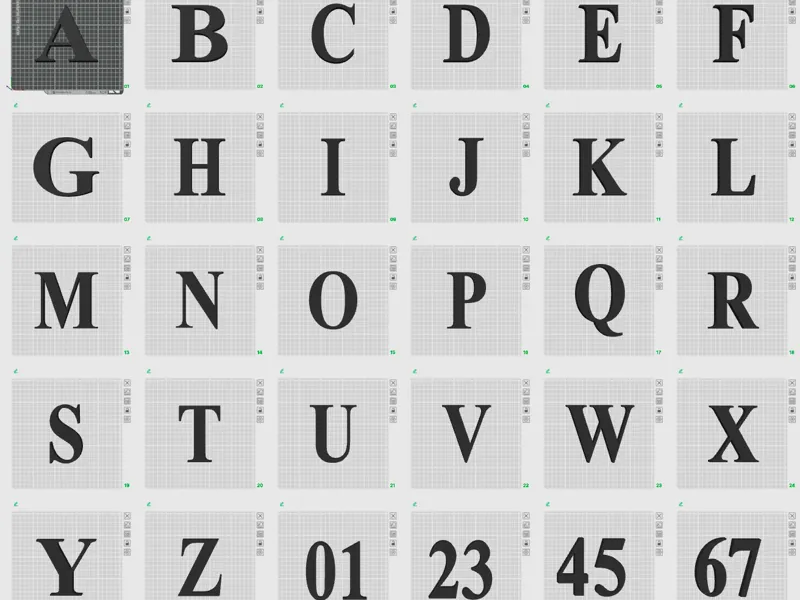 Times New Roman Schriftart Buchstaben & Zahlen