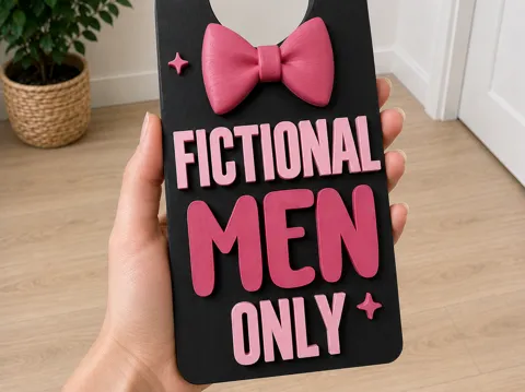 Letrero o emblema decorativo: Fictional Men Only Novelty Door Hanger Smut Reader — referencia de MakerWorld