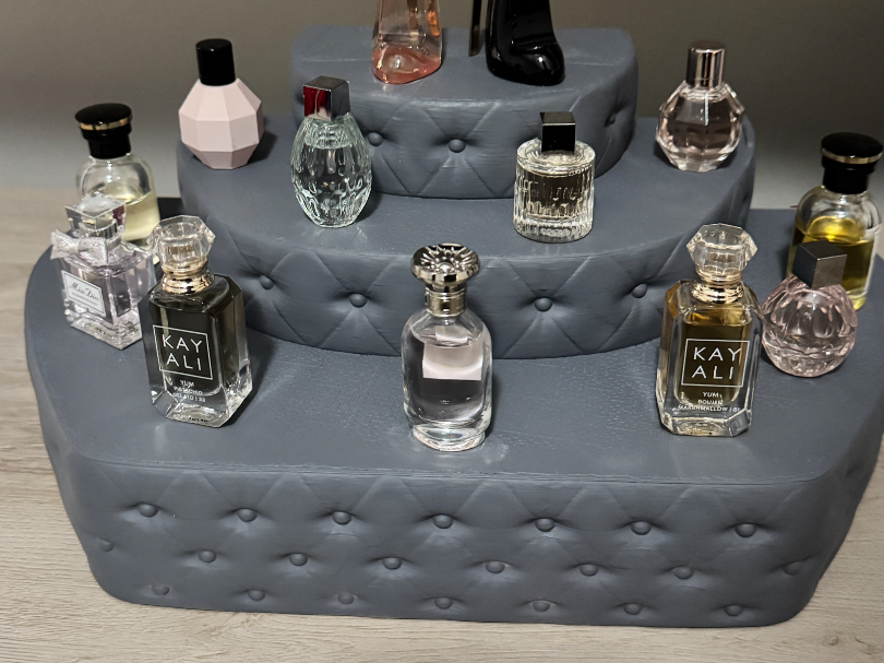 3-Tier Tufted Display Shelf  - Elegant Organizer 