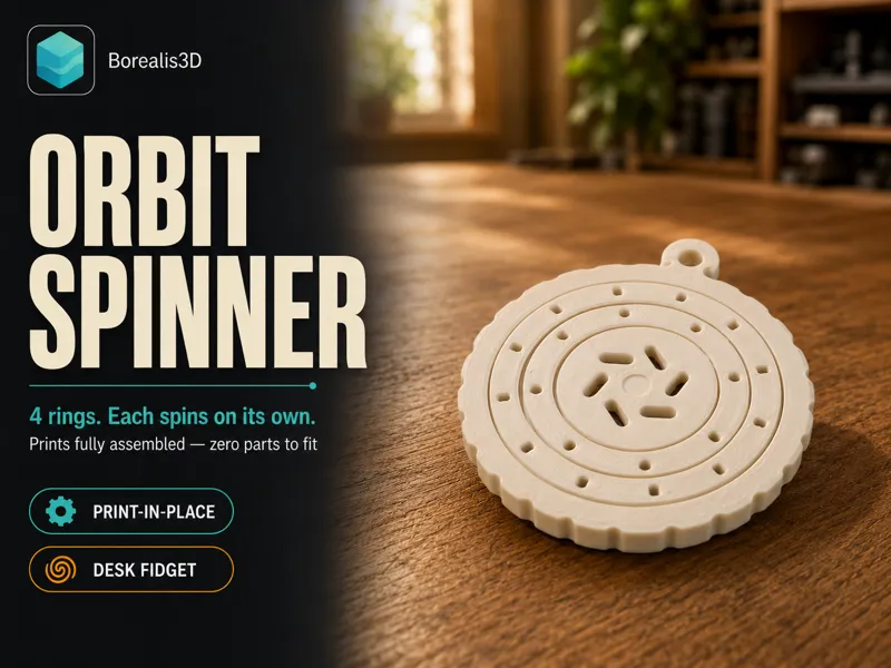 Orbit Spinner – 4 Spinning Rings – Print in place