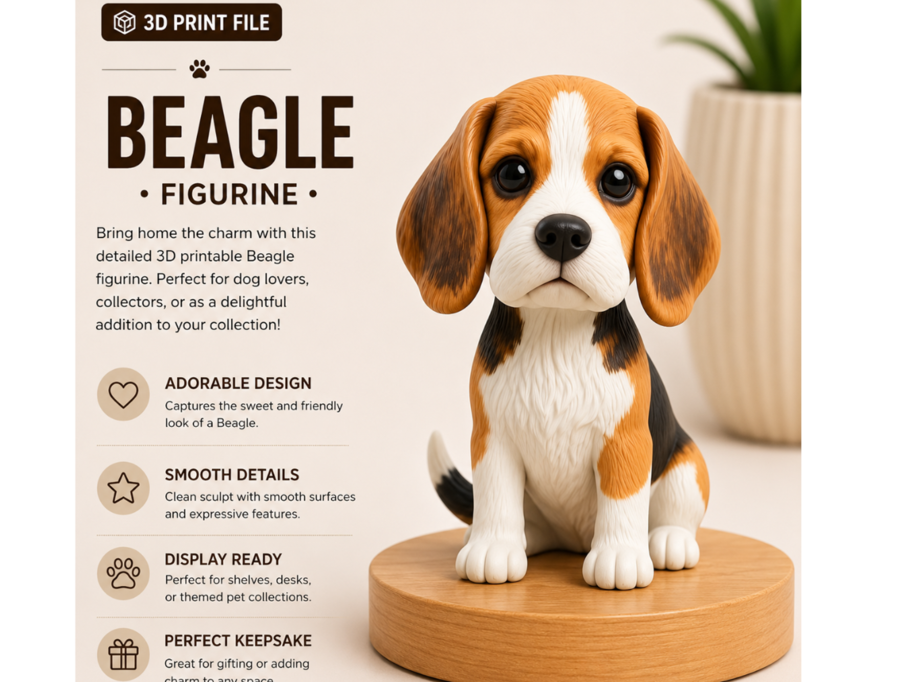 Beagle Dog Toy Style Figurine Cute Puppy