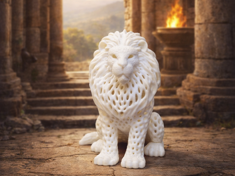 Voronoi Löwe – Elegante Stärke im modernen Design