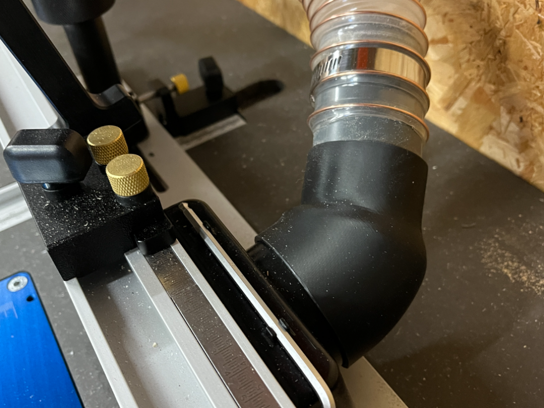 Router fence 45degree to 50mm pp adapter