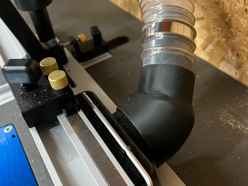 Router fence 45degree to 50mm pp adapter
