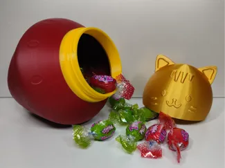 Strawberry Cat Jar - medium size