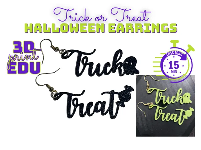 Trick or Treat Halloween Earrings - Quick Print