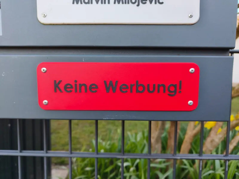 Briefkastenschild – Keine Werbung (Deutsch)