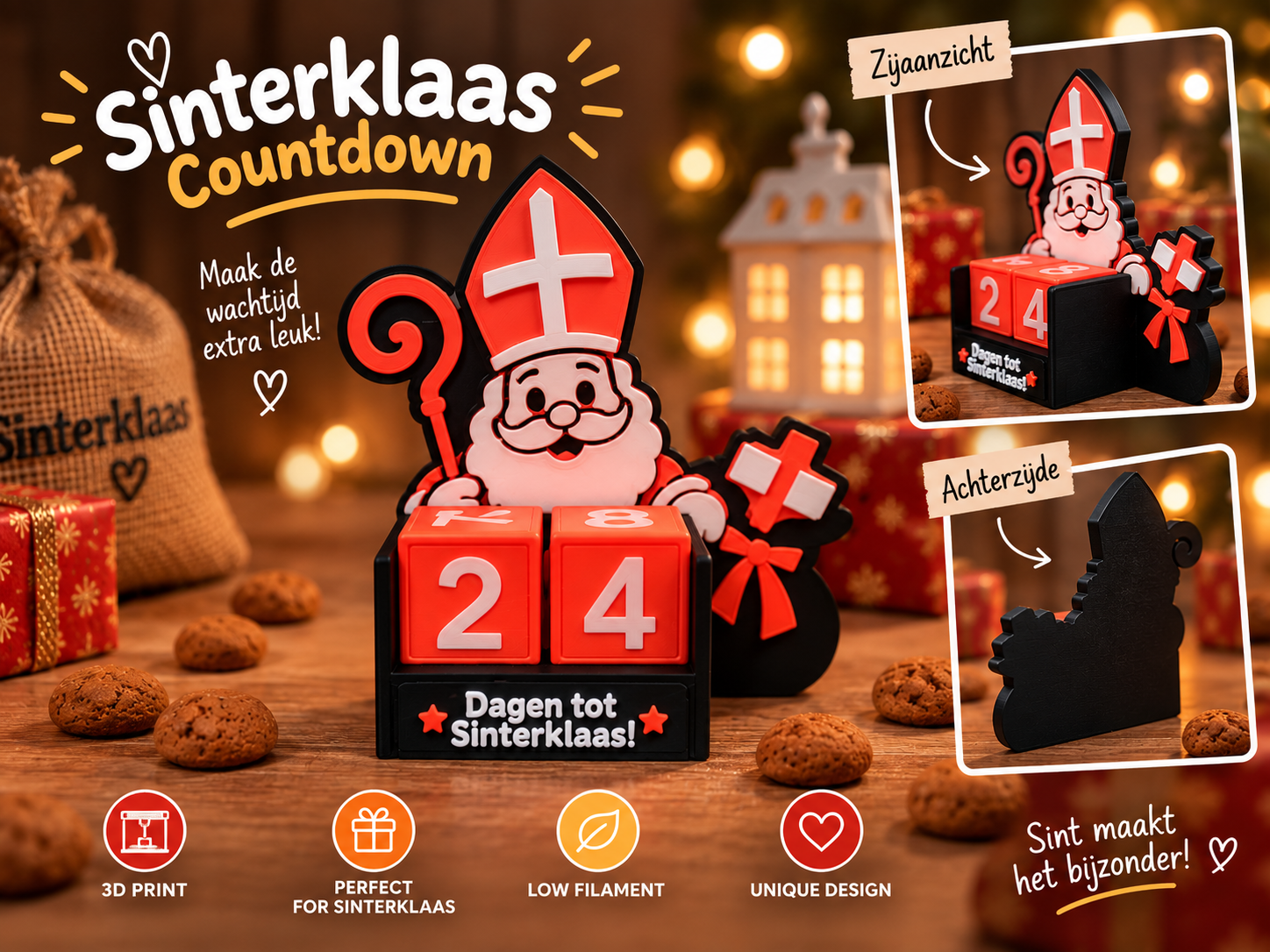 Sinterklaas Countdown, Dagen tot Sinterklaas! - 3D printed Festivities, in stock in India