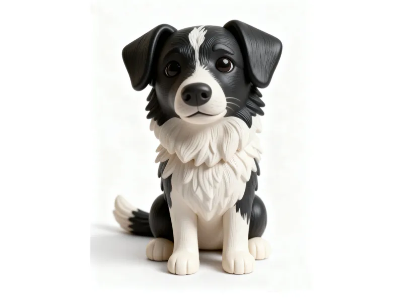 Border Collie Dog Figurine – Cute Puppy Herding