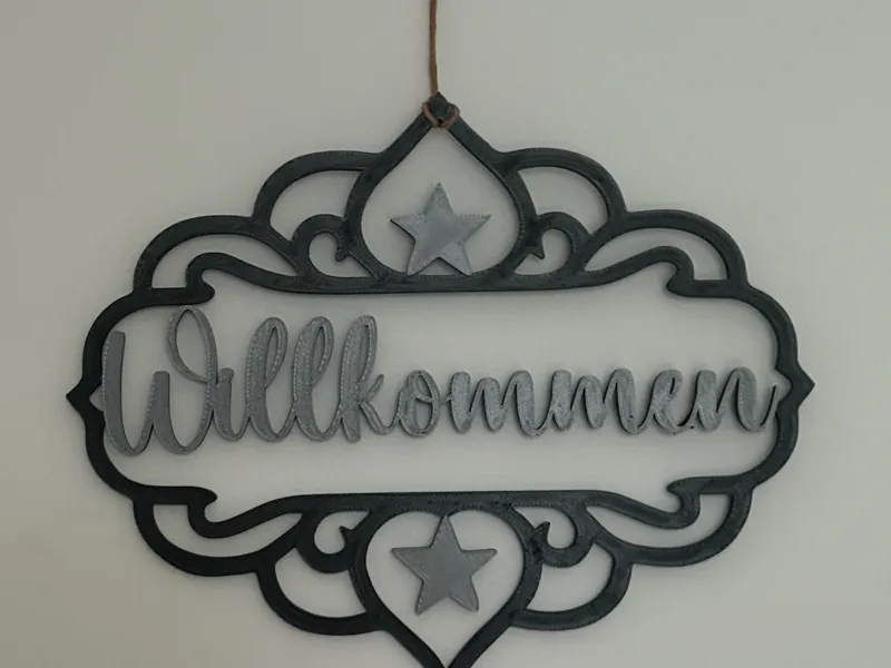 Willkommen-Schild mit Sternen