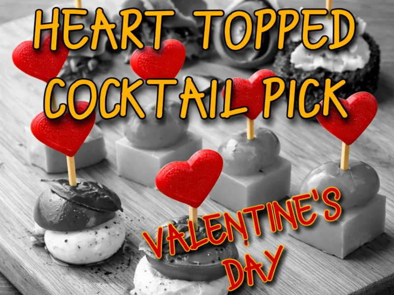 Heart topped cocktail pick valentine's day