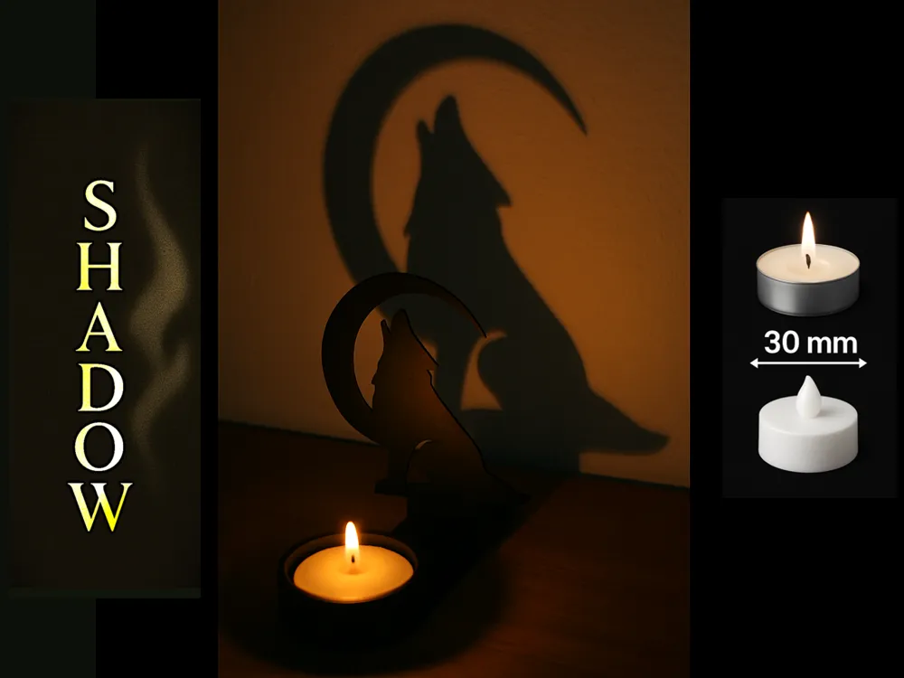 Shadow Art - Wolf and Moon - Free 3D Print Model - MakerWorld