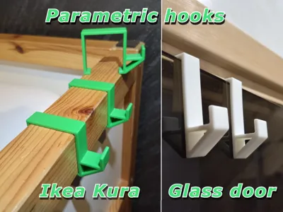 Parametric hooks, Ikea Kura/glass door base models