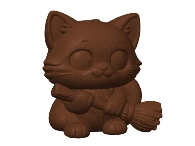 Cat with Witch's Broom