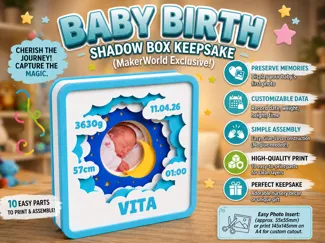 Baby Birth Shadow Box Keepsake|Nursery Decor Gift