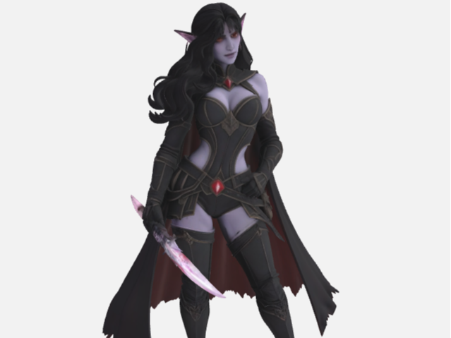 Weiblicher Drow Assassine D&D Miniatur