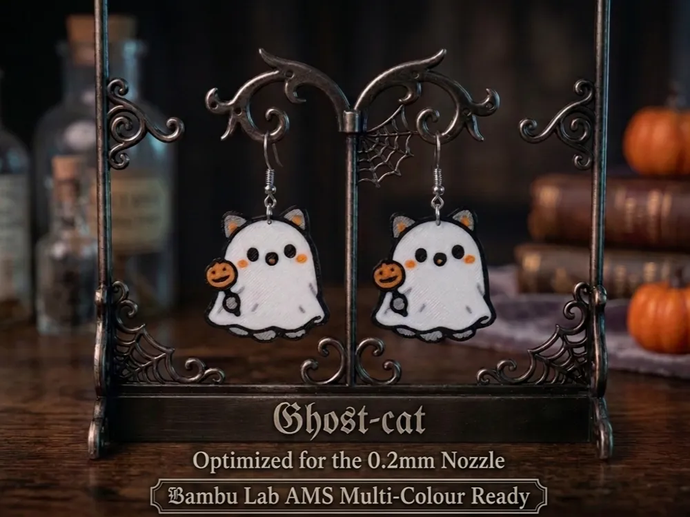 Pendientes: Ghost-Cat - Spooky Kitty Earrings. Referencia del modelo original.