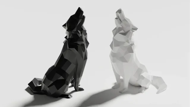 Low Poly Howling Wolf (No Supports)