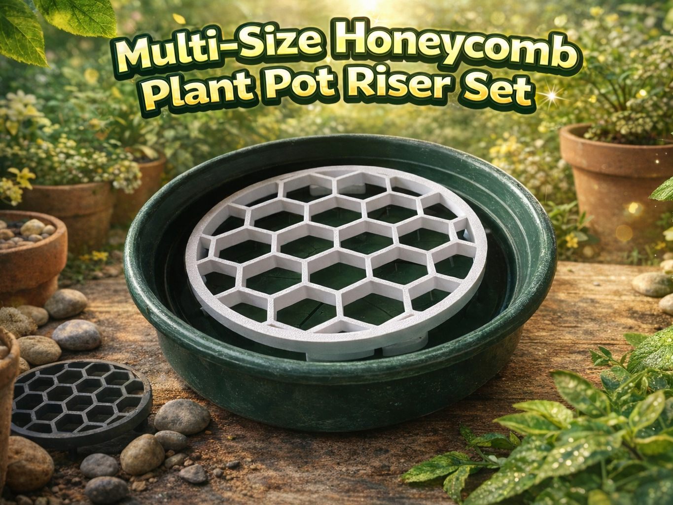 Multi-Size Honeycomb Plant Pot Riser Set