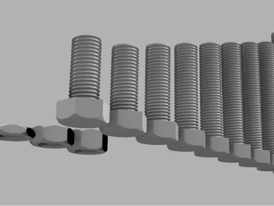 3D Printable  Nuts & Bolts Set (M3 to M16)