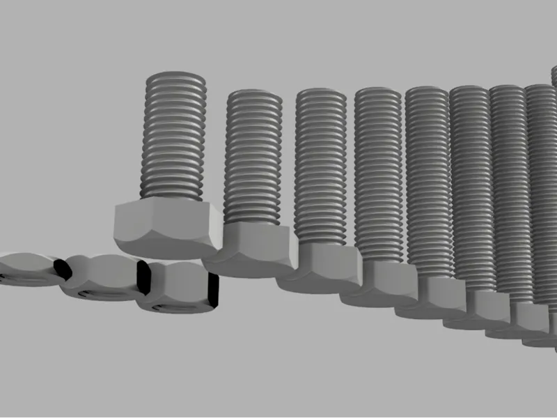 3D Printable  Nuts & Bolts Set (M3 to M16)