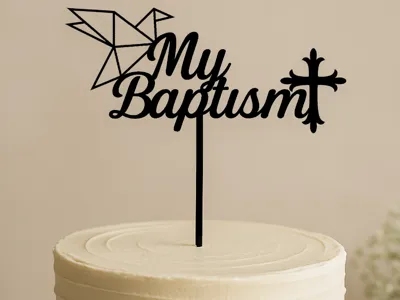 My Baptism Cake Topper (Origami Bird and/or Cross)
