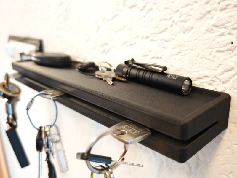 Sleek Minimalist Key Holder & Shelf (Support-Free)