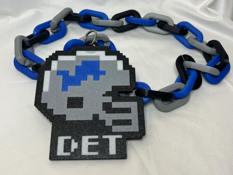 Detroit Lions Tecmo Super Bowl Helmet Logo Chain