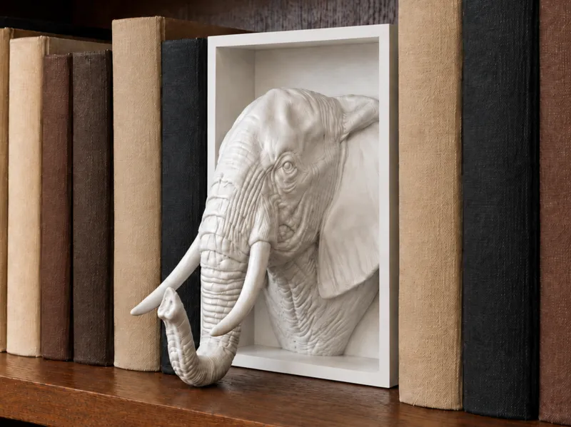 Elephant Booknook – 3D Shelf Sculpture