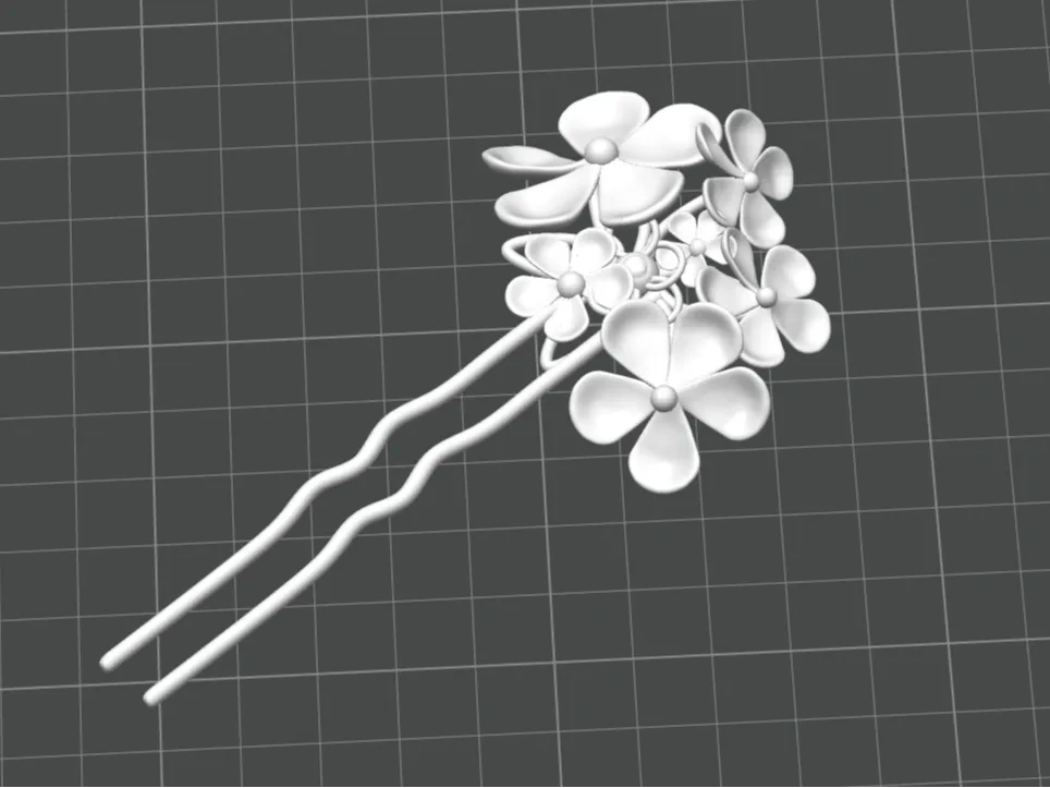 Miniatura 1 do modelo 3D 繁花似锦-发钗-只要9g料