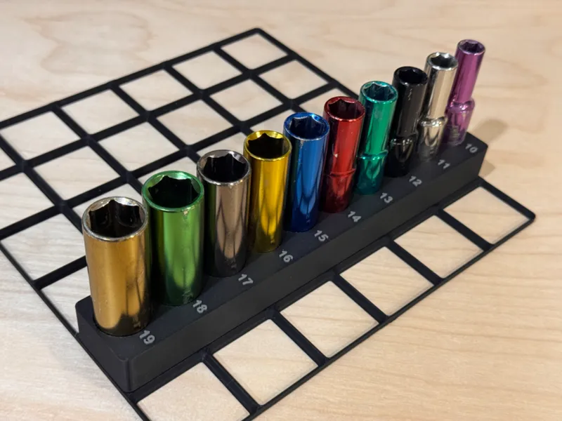 Gridfinity Pittsburgh Socket Holder|1/2" Metric