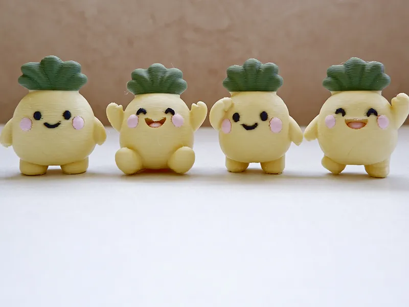 4 cute pineapple dolls with different expressions