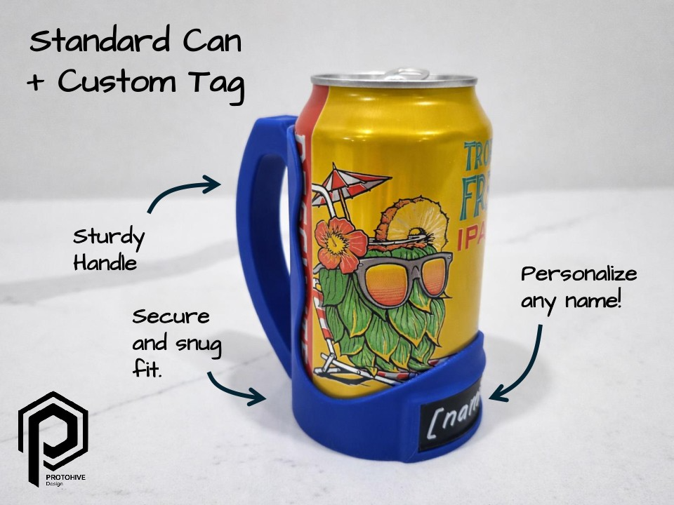 Standard 12oz Can Holder + Custom Tag