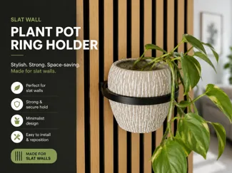 Plant Pot Ring Bracket For Slat Wall (2 sizes)