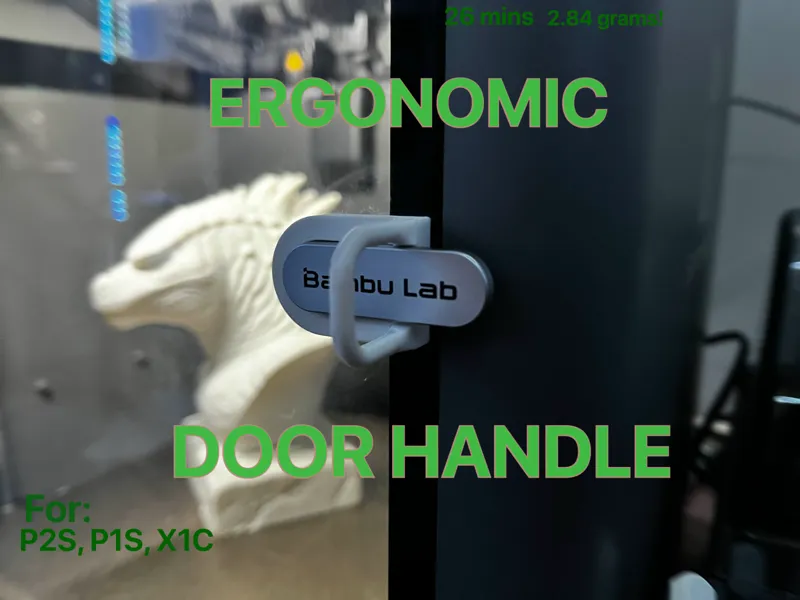 Easy-Use Door Handle add-on for P2S, X2D, P1S, X1C