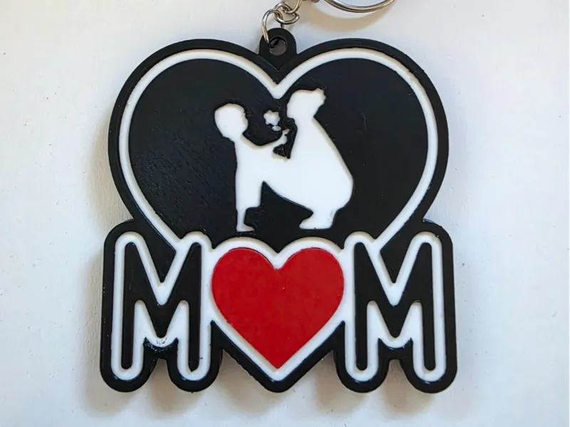 Mom Heart Keychain