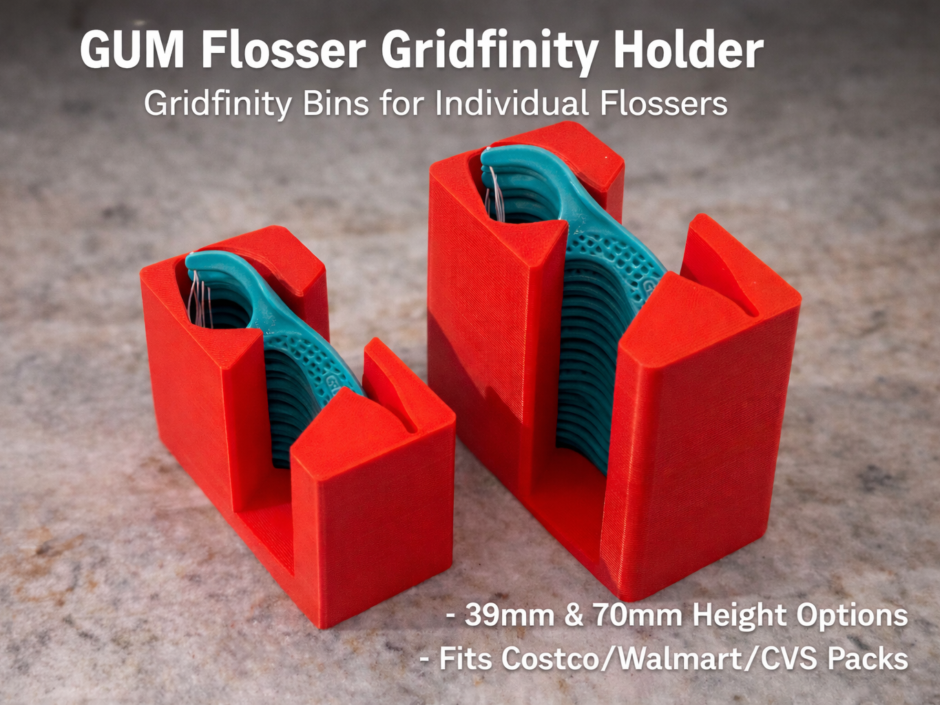GUM Flosser Gridfinity Holder – 39 & 70mm Versions