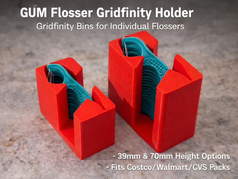 GUM Flosser Gridfinity Holder – 39 & 70mm Versions