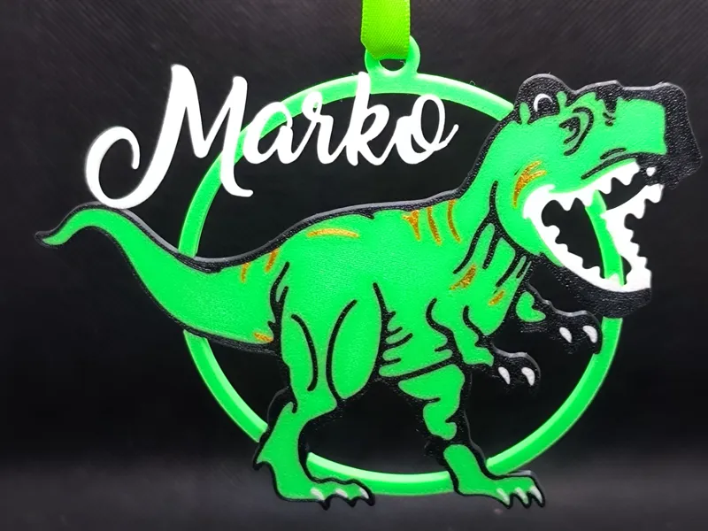 Personalized T-Rex Christmas Ornament