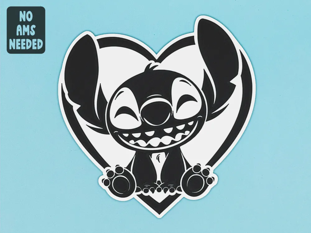 Smiley Stitch in a Heart Wall Art No AMS Needed - Free 3D Print Model ...