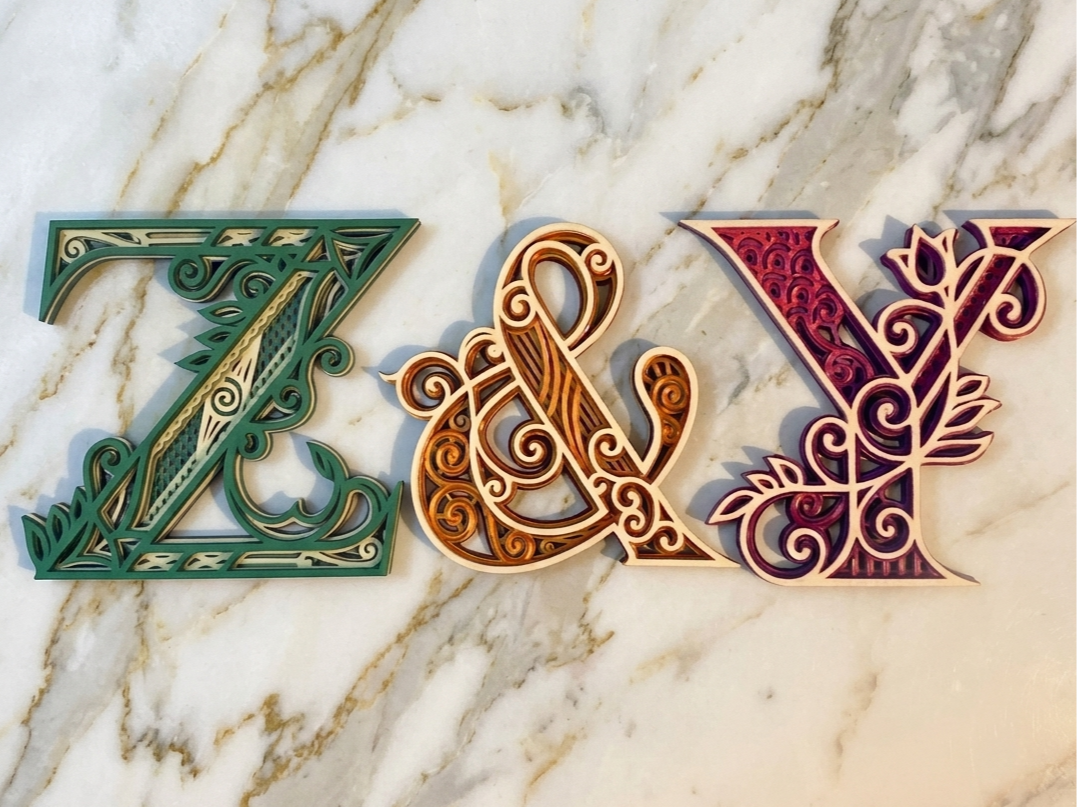 Ornamental Layered Letters Z & Y