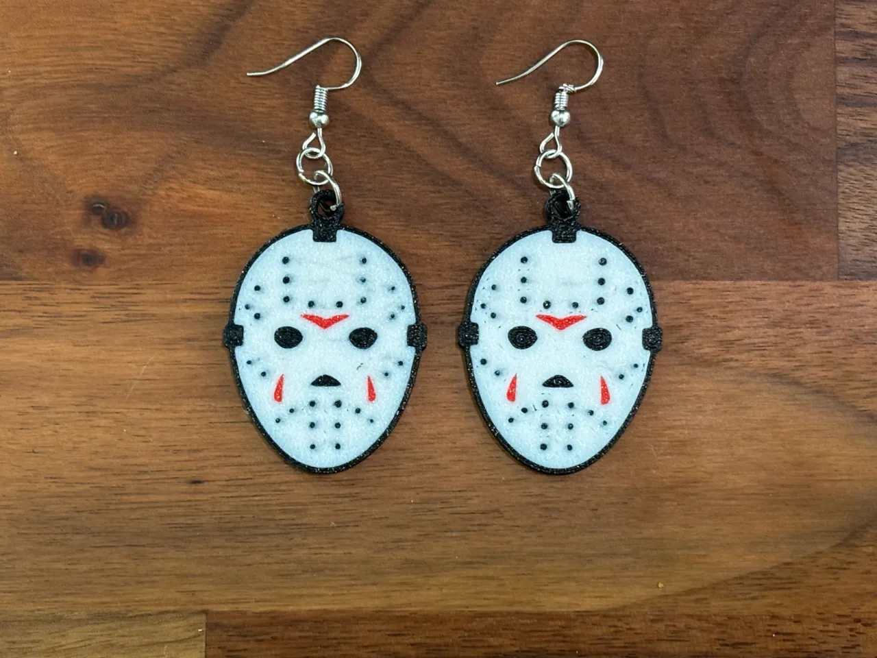 Multicolor Jason Mask Halloween Earrings view 2
