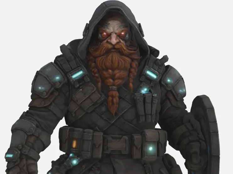 Techwear Dwarf Fighter