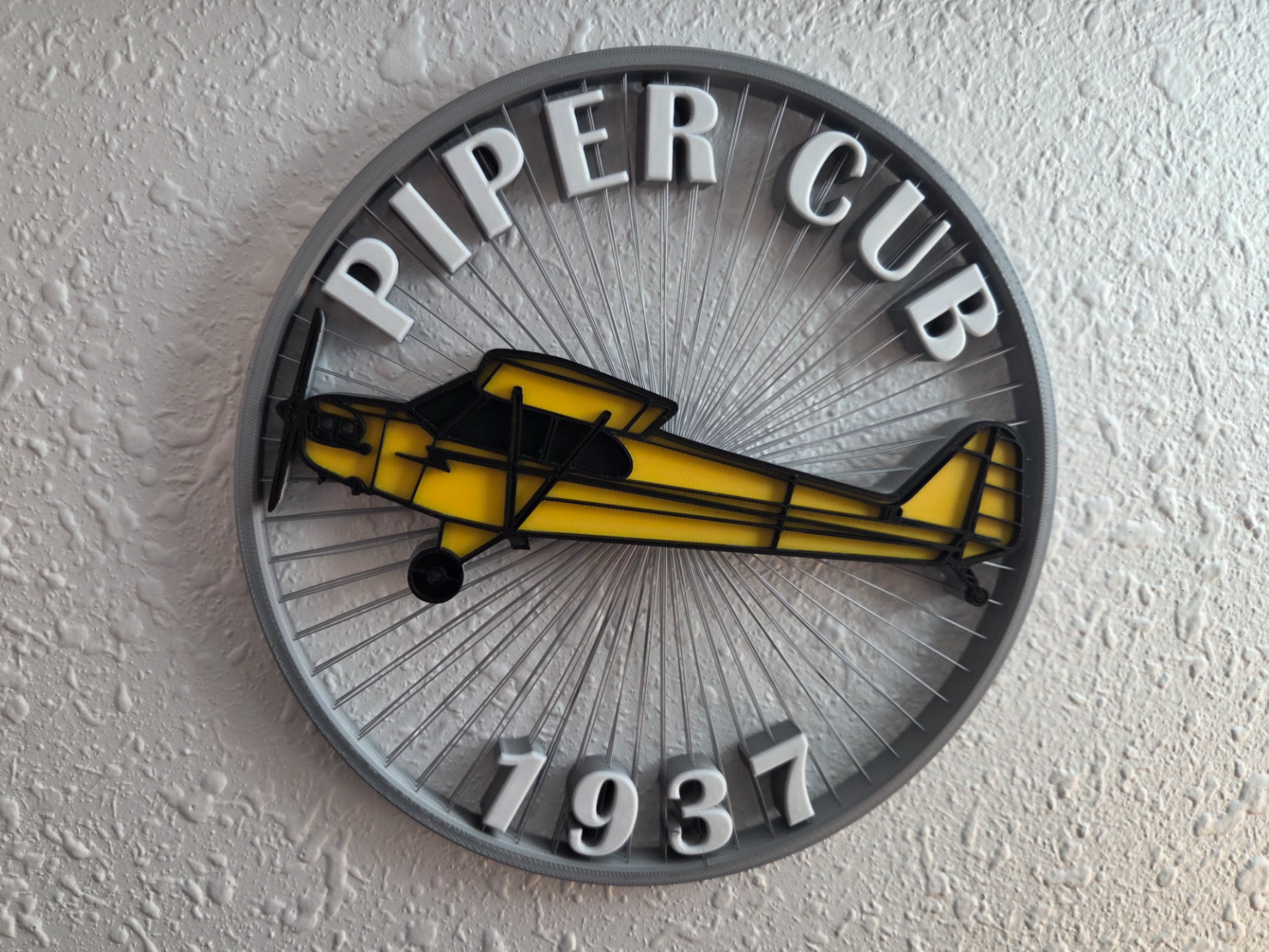 Piper J-3 Cub Suspended Aviation Wall Art 3D model