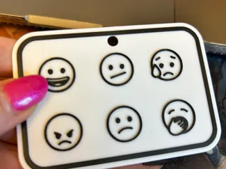 Emotion symbols check in card for lanyard