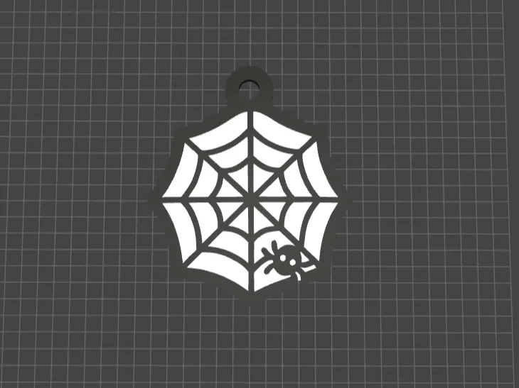 Spider Web Keychain Charm with Cute Spider 